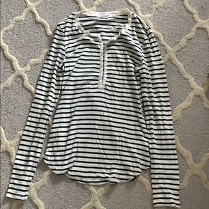 Black and white striped women’s shirt.